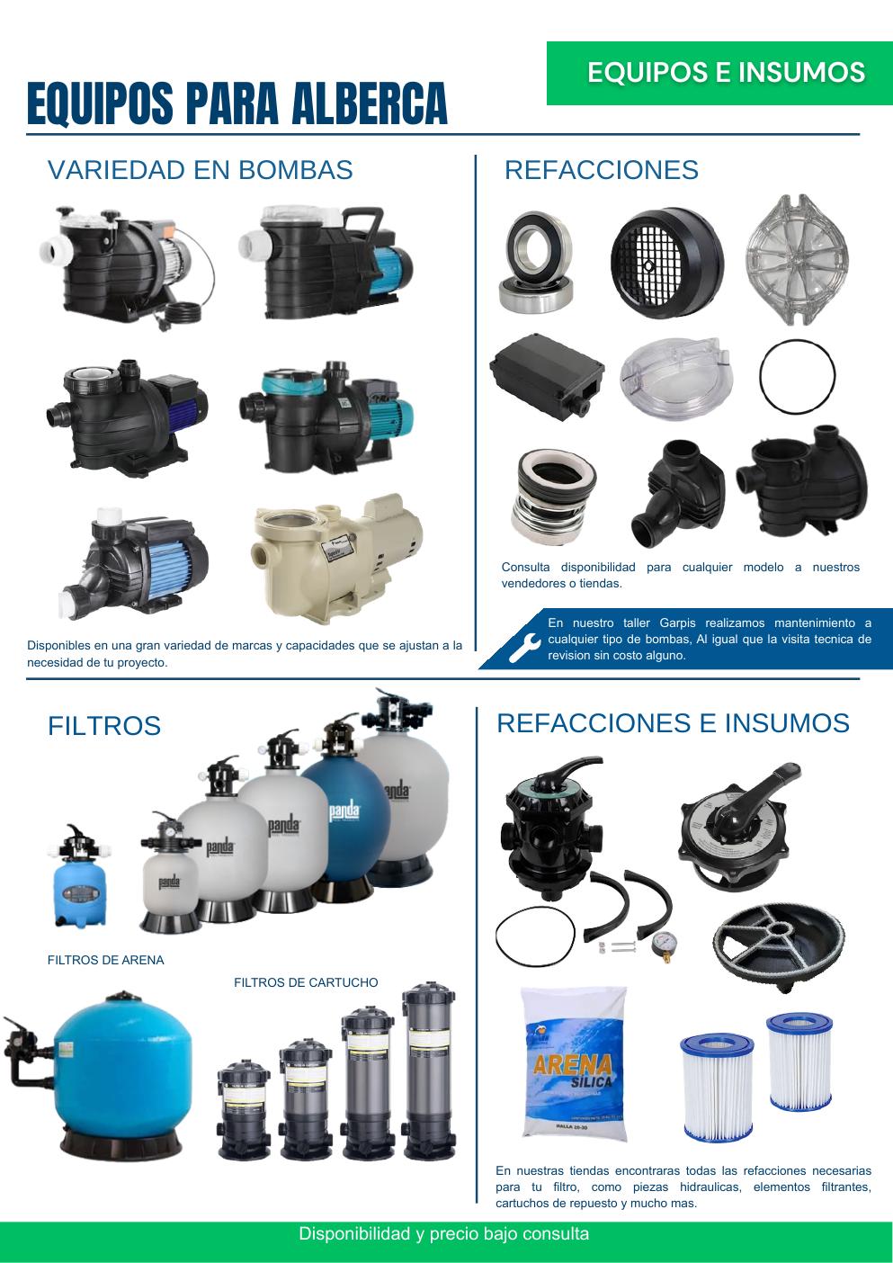Catalogo de equipos e insumos para alberca